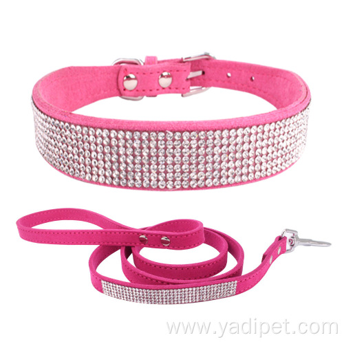 luxury diamond soft pet dog collar match